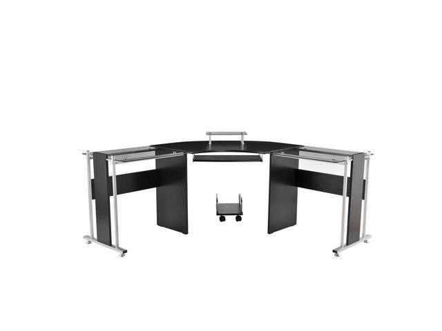 Homcom 69 Modern L Shaped Symmetrical Tempered Glass Office Computer Desk Newegg Com