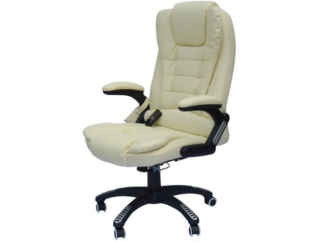 Homcom High Back Executive Ergonomic Pu Leather Heated Vibrating Homcom High Back Executive Ergonomic Pu Leather Heated Vibrating Massage Office Chair Cream