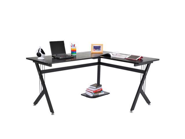 Homcom 61 L Shaped Corner Office Workstation Computer Desk With Homcom 61 L Shaped Corner Office Workstation Computer Desk With Steel Frame Black