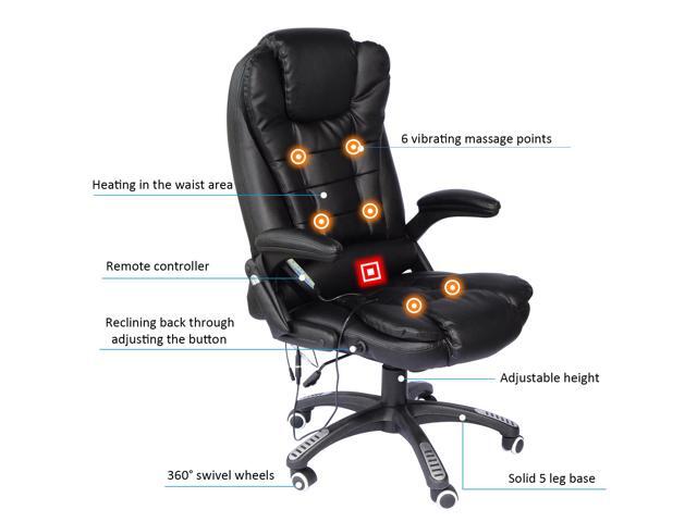 Homcom High Back Executive Ergonomic Pu Leather Heated Vibrating Massage Office Chair Black Newegg Com