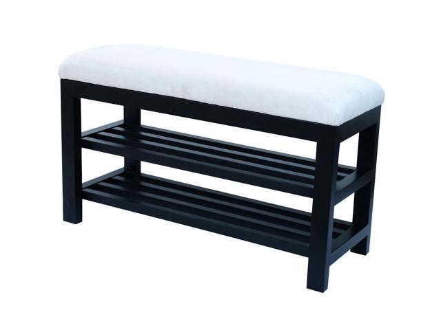 Homcom 31 Compact Wooden Entryway Shoe Organizer Ottoman Storage