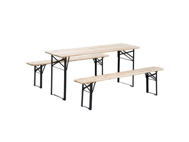 Outsunny 6ft 3 Piece Portable Folding Picnic Beer Table With