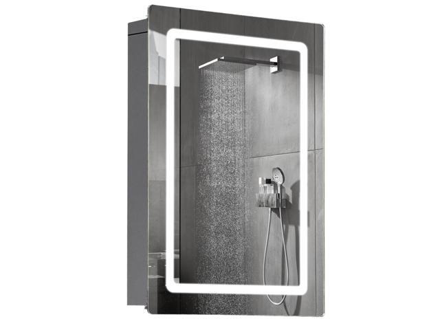 Homcom 30 Led Illuminated Wall Mirror Medicine Cabinet Bathroom Sliding Door Vertical Stainess Steel Newegg Homcom 30 Led Illuminated Wall Mirror Medicine Cabinet Bathroom Sliding Door Vertical Stainess Steel Newegg
