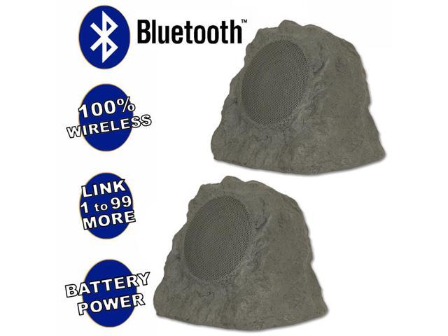 Photo 1 of Theater Solutions Fully Wireless 120 Watt Rechargeable Battery Bluetooth Rock Speaker Pair Slate Grey Link Up To 99 Speakers Wirelessly