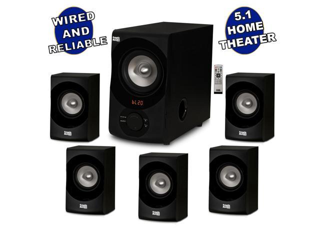 Acoustic Audio by Goldwood AA5171 5.1 Surround Sound Bluetooth Home Entertainment System (6 Speakers, 5.1 Channels, Black with Silver)