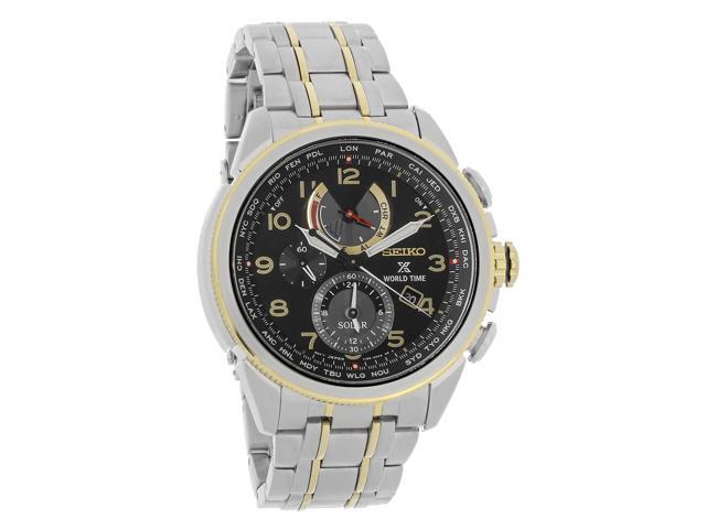seiko men's solar chronograph prospex world time stainless steel bracelet watch 42mm ssc508