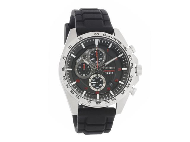 Seiko Mens Black Dial Stainless Steel Chronograph Quartz Watch SSB325 ...