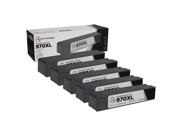 LD © Remanufactured Replacements for Hewlett Packard CN625AM HP 970XL / 970 5PK High Yield Black Inkjet Cartridges for use in HP OfficeJet Pro X451dn, X451dw, X476dn, X476dw, X551dw, & X576dw