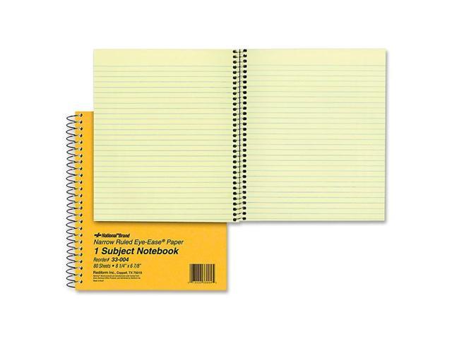 Subject Wirebound Notebook Narrow Rule 8 1/4 x 6 7/8 Green 80 Sheets