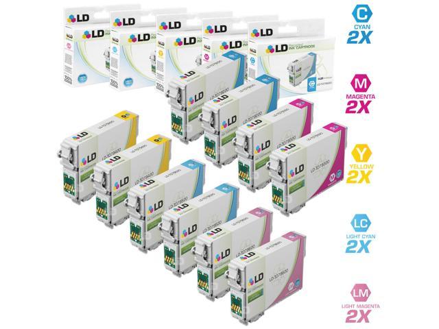 LD Remanufactured Replacement for Epson T079 Set of 10 High Yield Ink Cartridges Includes: 2 T079220 Cyan, 2 T079320 Magenta, 2 T079420 Yellow, 2 T079520 Light Cyan, and 2 T079620 Light Magenta