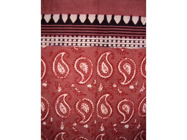 Block Print Paisley Curtain Drape Panel Cotton 46 X 88 Dusty Red