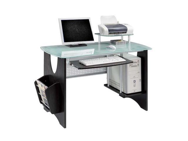 Deluxe Frosted Tempered Glass Computer Desk Espresso Newegg Com