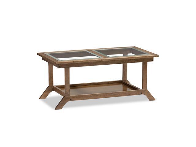 Urban Designs Cayla Modern Walnut Brown Wood Glass Top Coffee Table Newegg Com