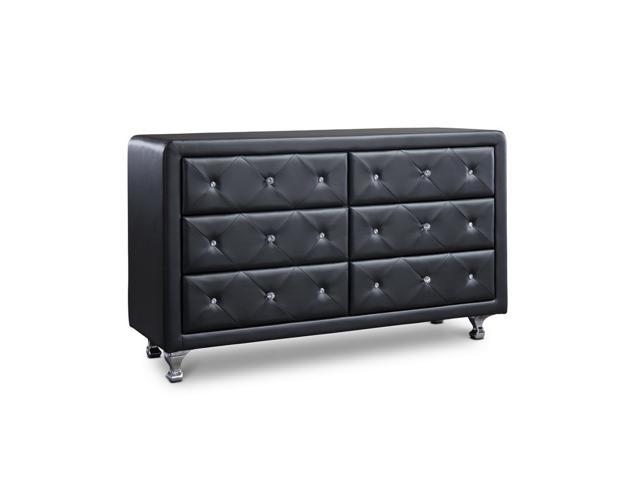 Urban Designs Luminescence Black Faux Leather Upholstered