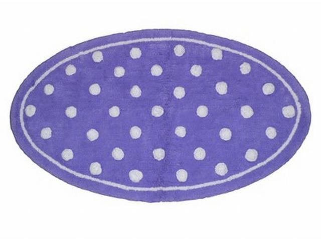 Purple Polka Dot Bath Rug Cotton Pile Lavender Accent Bath Mat