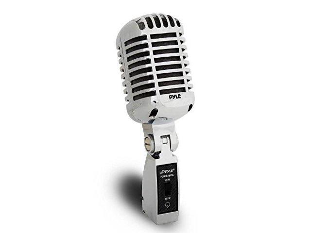 Pyle Classic Retro Dynamic Vocal Microphone - Old Vintage Style Metal Unidirectional Cardioid Mic with XLR Cable - Universal Stand Adapter - Live Performance Studio Recording - PDMICR68SL (Silver)