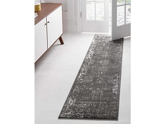 Photo 1 of Unique Loom Sofia Collection Traditional Vintage Dark Gray Runner Rug (2 X 7)
