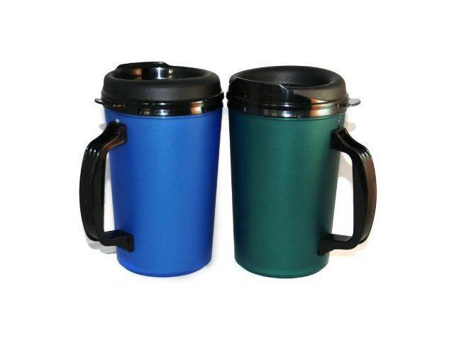 20 oz Thermoserv Foam Insulated Coffee Mug Black/Green Two Pack