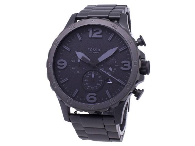 Fossil Nate Chronograph Black Stainless Steel Mens Watch JR1401 ...