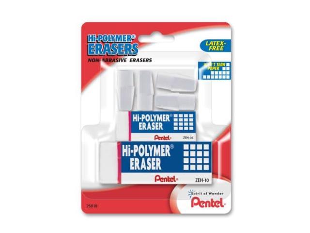 Pentel Hi-Polymer Eraser Mixed Pack 4 Cap Erasers, 1 Small Block, 1 Large Block, Pack of 6 (ZEH2510BP)