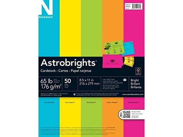 Astrobrights Color Cardstock, 65 lb, 8.5 x 11, Assorted Bright Colors, 50/Pack