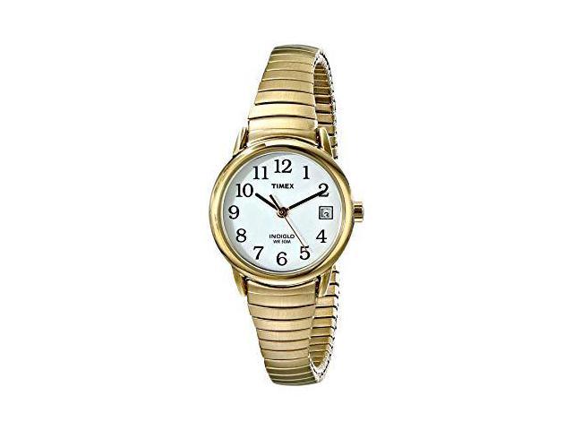 Timex Womens T2H351 Easy Reader 25mm Gold-Tone Stainless Steel Expansion  Band Watch 