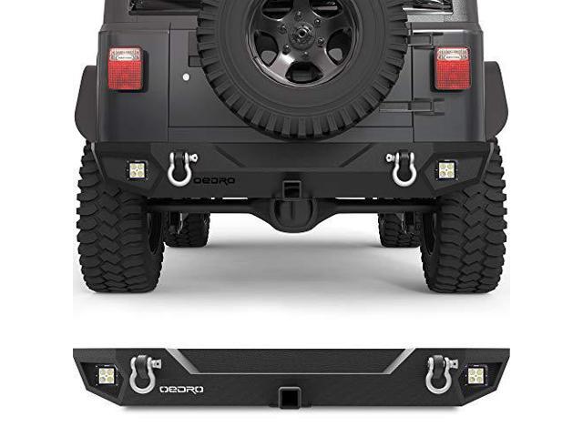 OEDRO Rear Bumper Compatible for 1987-2006 Jeep Wrangler TJ & LJ & YJ, Rock  Crawler with Hitch Receiver, LED Lights & D-Rings Full Width Off Road -  