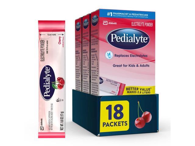 Photo 1 of Pedialyte Electrolyte Powder Packets, cherry, Hydration Drink, 18 Single-Serving Powder Packets