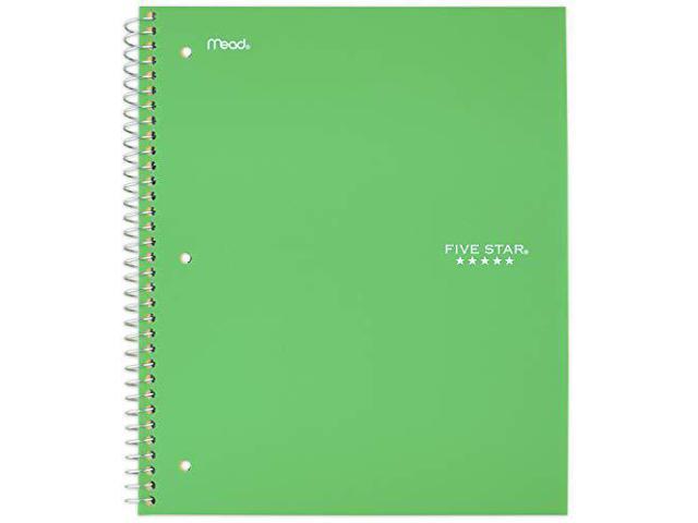 Photo 1 of Five Star Spiral Notebook, 5 Subject, Wide Ruled Paper, 200 Sheets, 10-1/2" x 8", Green