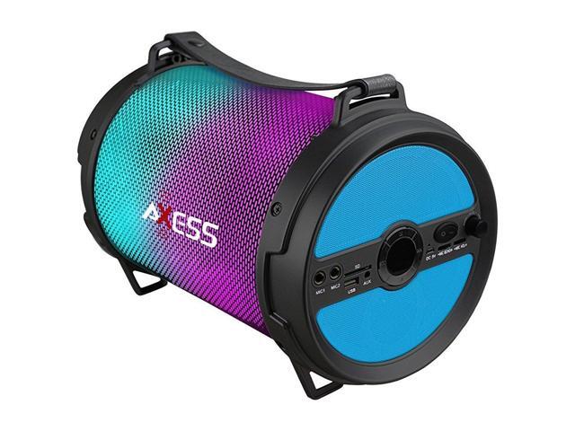 AXESS Portable Bluetooth 2.1 Hi-Fi Cylinder Loud Speaker Built-In 6/" Sub Blue