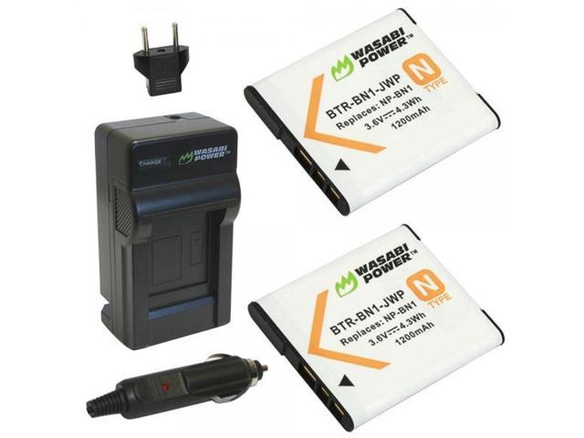 Wasabi Power Battery (2-Pack) and Charger for Sony NP-BN1 and Sony Cyber-shot DSC-QX10, DSC-QX100, DSC-T99, DSC-T110, DSC-TF1, DSC-TX5, DSC-TX7, DSC-TX9, DSC-TX10, DSC-TX20, DSC-TX30, DSC-TX55, DSC-TX