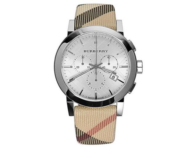 burberry round leather strap watch 42mm