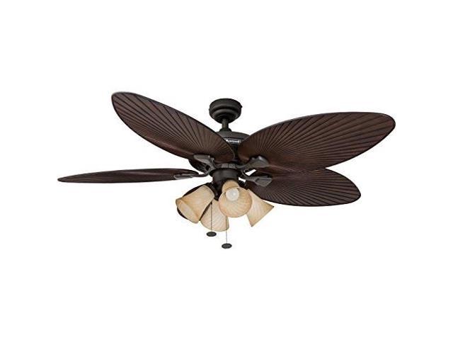 Honeywell Palm Island 52inch Tropical Ceiling Fan With 4 Sunset Shade Lights Five Palm Leaf Blades Indoor Outdoor Oilrubbed Bronze