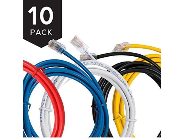 Black 10-Pack Buhbo 7ft Cat6 UTP Ethernet Network Booted Patch Cable 