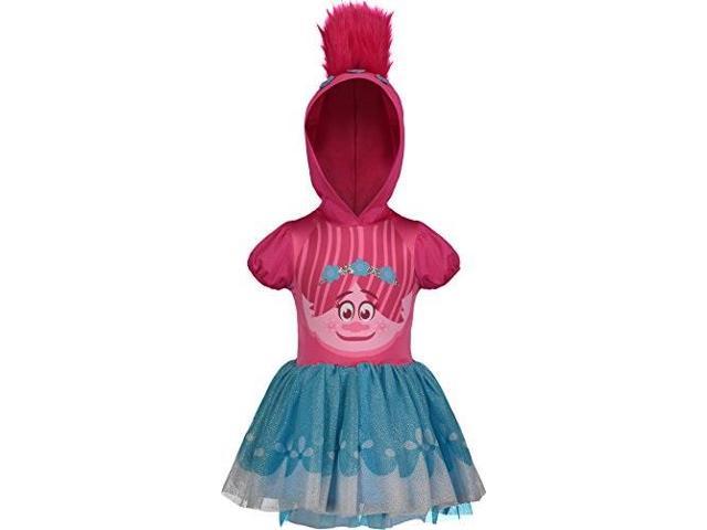 Pink and Blue Trolls Poppy Toddler Girls/' Costume Dress with Hood and Fur Hair