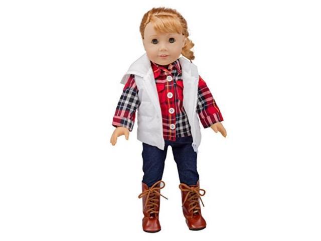 Photo 1 of dress along dolly fall outfit american girl 18" dolls 4 pc set includes flannel shirt, vest skinny jeans boots