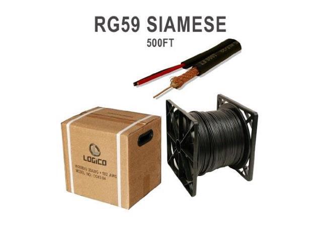 500FT BULK RG59 SIAMESE CABLE 20AWG+18//2 CCTV SECURITY CAMERA WIRE