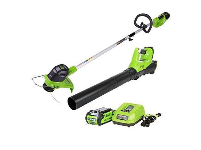 greenworks stba40b210 gmax 40v cordless string trimmer and blower combo pack