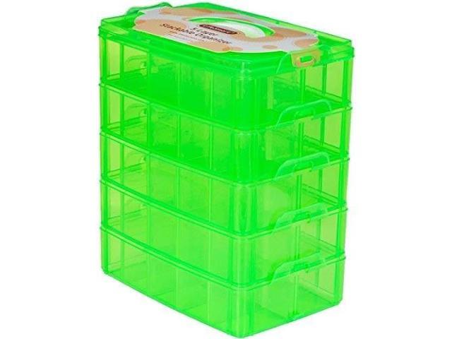 Lifesmart Usa Stackable Storage Container Green 50 Adjustable Compartments More Than All Other Cases Lego Dimensions Kins Littlest Pet