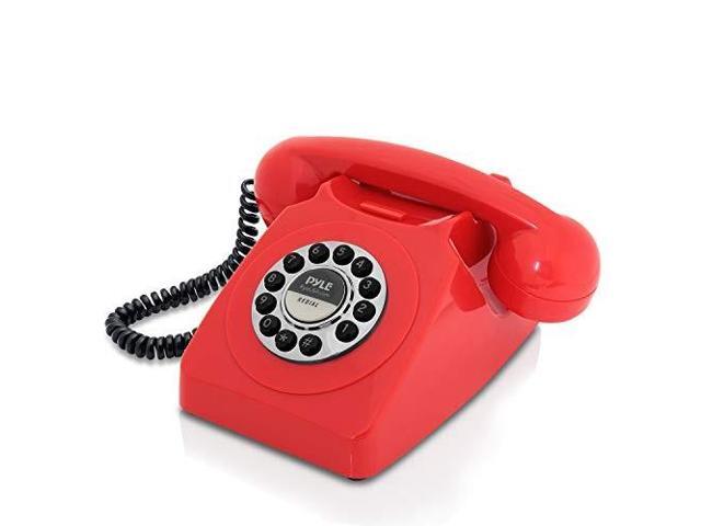 Retro Design Corded Landline Phone Classic Vintage Old Fashioned Retro Design Corded Landline Phone Classic Vintage Old Fashioned Rotary Dial Style Desk Table Home Office