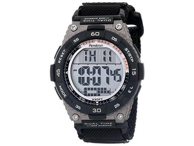 armitron sport men's 40/8330blk brown accented digital chronograph black nylon strap watch