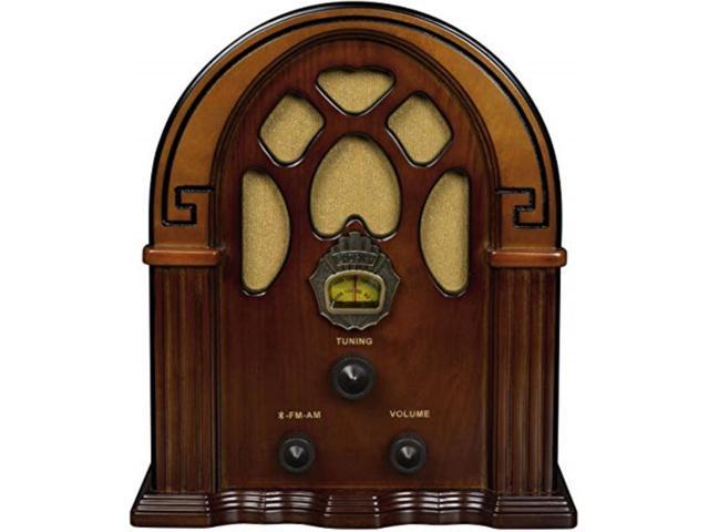 Photo 1 of crosley cr31d companion retro am/fm tabletop radio with bluetooth receiver, walnut