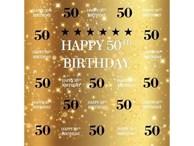 aofoto 8x8ft happy 50th birthday background 50 years old party decoration  photography backdrop abstract shiny stars glitter spots banner adult man  woman bday photo studio props vinyl wallpaper 