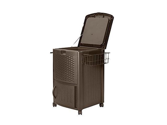 Suncast Resin Wicker Outdoor Cooler With Wheels Portable Outdoor