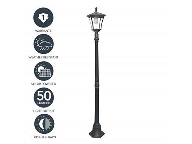 Sterno Home Gl23716bk Outdoor Solar Led Street Light For Patio Post Garden 80 High 1pack Black Newegg Com
