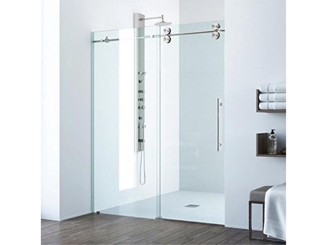 Vigo Vg6041stcl6874 64 68 Inch Sliding Frameless Shower Door With