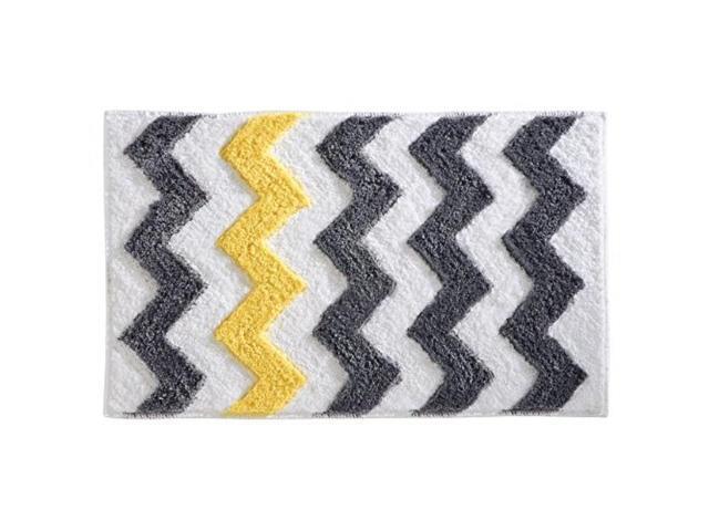 Idesign Chevron Bath Machine Washable Microfiber Accent Rug For