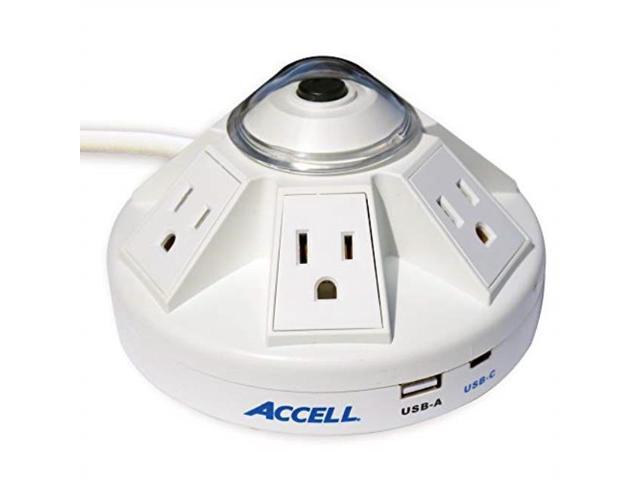 Accell Surge Protector D080B-032K Powramid C Surge Protector USB-C and A Charging Station White