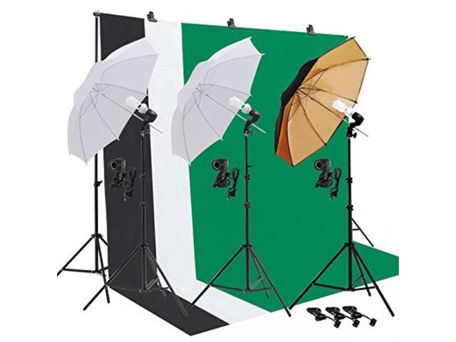 3 Bulbs Continuous Lights with 10ft Background Support Stand System Backdrop Portable Bag Portfolio Shooting SUNCOO Video Studio Umbrella Lighting Kit,Green Screen with Stand
