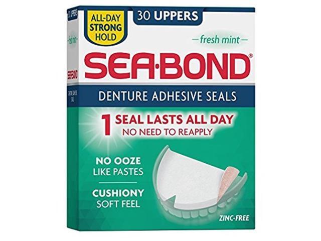 seabond denture adhesive seals uppers fresh mint, 30 each pack of 3